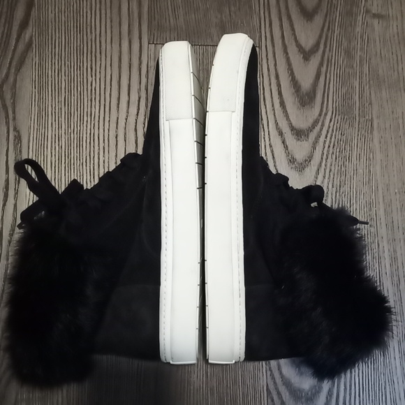 VINCE Black Rabbit Fur Suede High Top Boots Sneaker 8.5 9.5 **Mismatch** - Picture 4 of 8